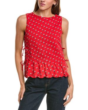 Madewell Side-Tie Smocked Tank - Red