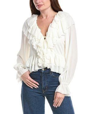 House of Harlow 1960 Rhea Long Sleeve Ruffle Top - White
