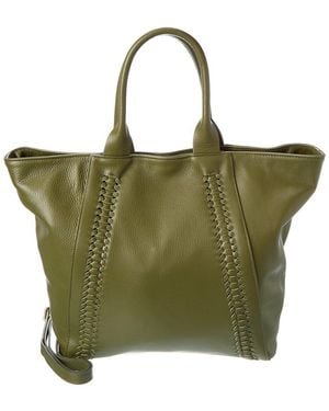 Persaman New York Freya Whipstitched Leather Tote - Green