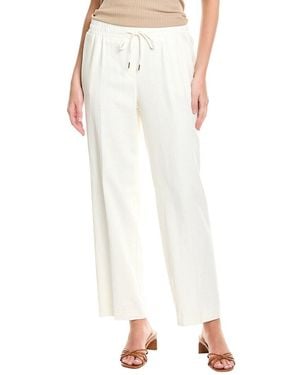 Jones New York Pull-On Side Vent Wide Leg Linen-Blend Pant - White