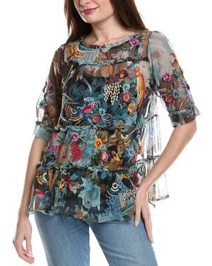 Johnny Was Mazzy Mesh Top - Blue