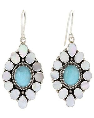 Samuel B. 6.00 Ct. Tw. Larimar & Pearl Earrings - Blue