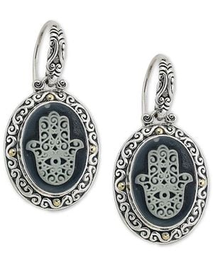 Samuel B. 18K & Agate Hamsa Earrings - Blue
