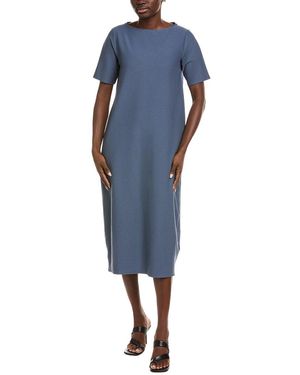 Eileen Fisher Bateau Neck Flare Dress - Blue