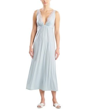 Natori Enchant Lace Applique V-Neck Slip Dress - Blue