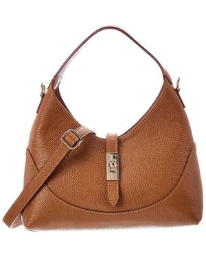 Italian Leather Lina Leather Top Handle Bag - Brown