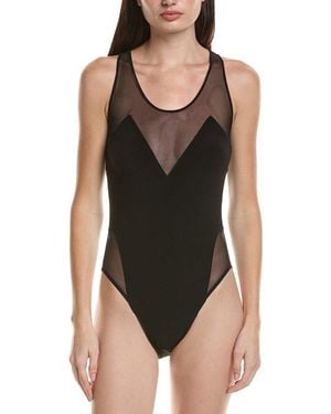 Norma Kamali Mesh Sides One-Piece - Black