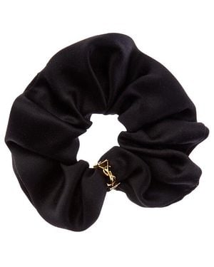 Saint Laurent Cassandre Silk Twill Scrunchie - Black