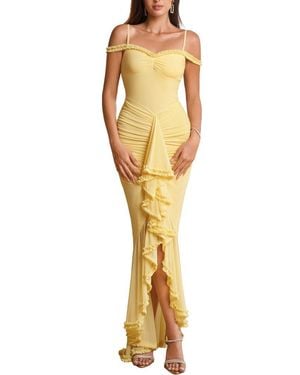 Amanda Royal Off-The-Shoulder Maxi Dress - Metallic