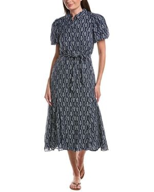 Cece Puff Sleeve Midi Shirtdress - Blue