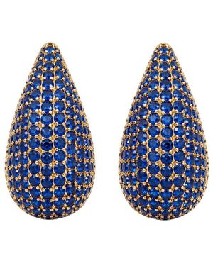 Jewels by Sunaina Narina 14K Plated Cz Stud Earrings - Blue