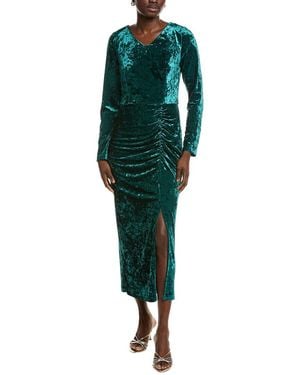 Pascale La Mode Crushed Velvet Midi Dress - Green