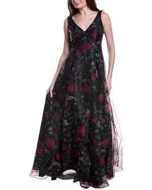 Rene Ruiz Floral Gown - Black