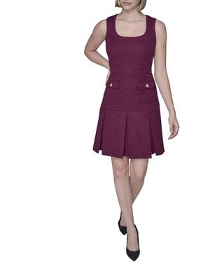 KARL LAGERFELD Knit Tweed A-Line Dress - Purple