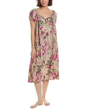 Hue Shirred Lounge Midi Sleepshirt - Pink