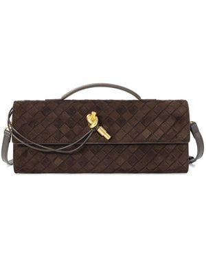 Tiffany & Fred Paris Woven Suede & Leather Shoulder Bag - Brown