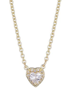 Adornia 14K Plated Crystal Cz Halo Heart Necklace - Metallic