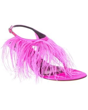 Proenza Schouler Tee Feather Satin Sandal - Pink