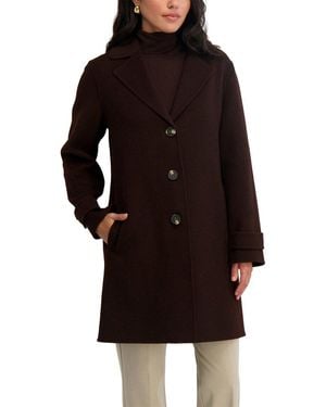 Tahari Mari Long Wool-Blend Coat - Black
