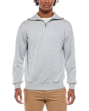 Isaia Half Zip Army Silk-Blend Pullover - Grey