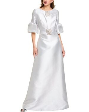 Reem Acra Trumpet Half-sleeve Caftan - White