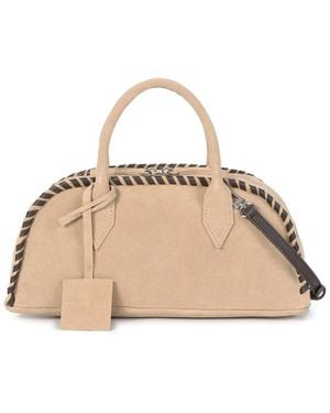 Tiffany & Fred Paris Suede & Leather Top Handle Bag - Natural