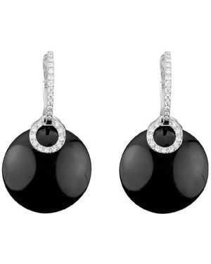 Gemstones 14k Diamond .16 Ct. & Onyx Drop Earrings - Black