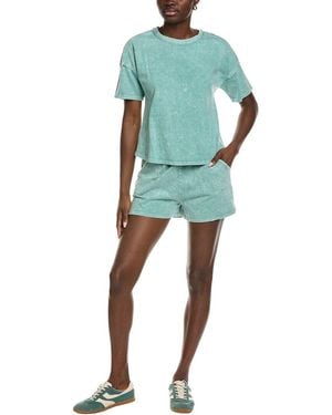 Marion 2Pc Halo Snow Washed Tee Shirt & Short Set - Green