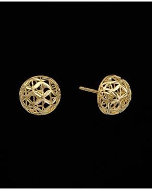 Italian Gold 14K 9.9Mm Disco Ball Button Earrings - Black