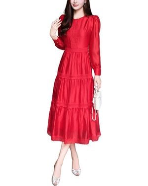 BURRYCO Solid Midi Dress - Red