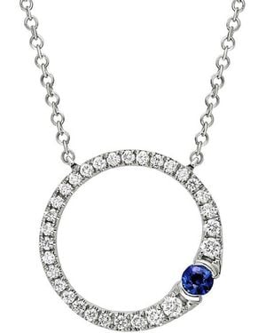 Diamond Select Cuts 14K Diamond .20 Ct. & .10 Ct. Sapphire Necklace - Metallic