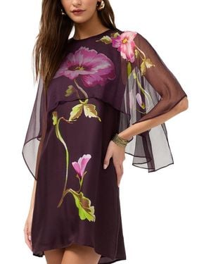 Johnny Was Rey Cape Silk-Blend Mini Dress - Purple