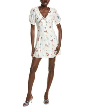 Wayf Linen-Blend Mini Dress - White