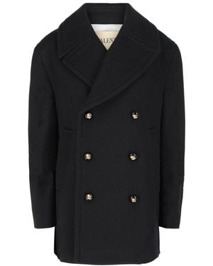 Valentino Caban Collection Double-Breasted Wool Peacoat - Black