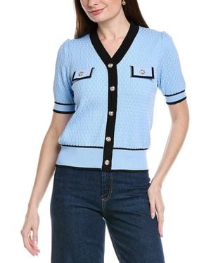 Nanette Lepore Short Sleeve Cardigan Top - Blue