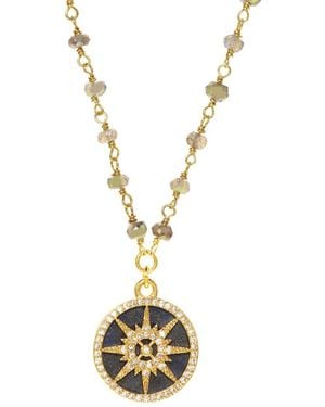 Rachel Reinhardt Jewelry 14K Over Lapis Cz Compass Necklace - Metallic