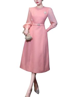 Alma King Solid Midi Dress - Pink