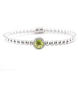 Gemstones 1.59 Ct. Tw. Diamond & Peridot Bangle Bracelet - White