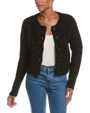 Autumn Cashmere Confetti Cable Boxy Wool & Alpaca-Blend Cardigan - Black