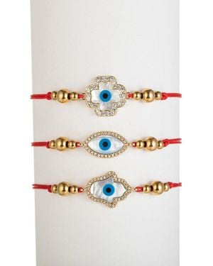 Eye Candy LA Cz Hamsa Eye Bracelet Set - Gray