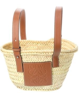 Loewe Straw & Leather Basket Tote - Brown