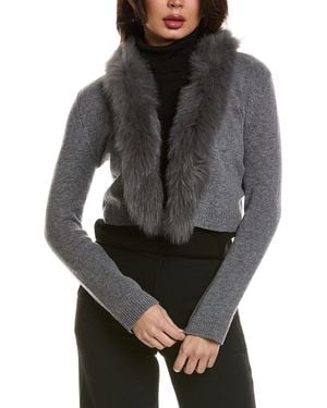 Hannah Rose Merino Wool Shrunken Cardigan - Gray