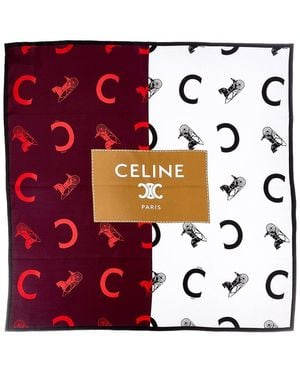 Celine Stamped C Caleche Silk Foulard - Red