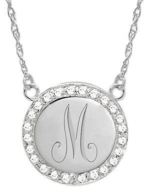 Jane Basch 14K 0.12 Ct. Tw. Diamond Border Engraved Pendant Initial Necklace -Z) - Gray