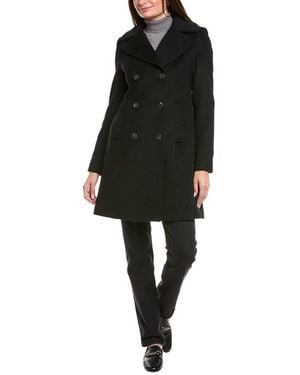 Fleurette Tailored Double-Breasted Wool-Blend Coat - Black