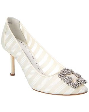 Manolo Blahnik Hangisila 70 Jacquard Pump - White