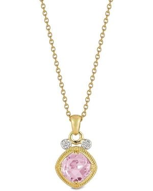 Reiss 14K 2.07 Ct. Tw. Diamond & Rose Quartz Necklace - Metallic