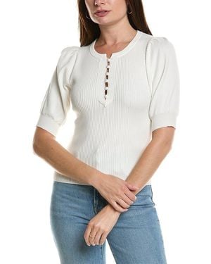 Lilla P Elbow Sleeve Henley Jumper - Grey