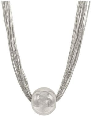 Adornia Rhodium Plated Stretch Necklace - Metallic