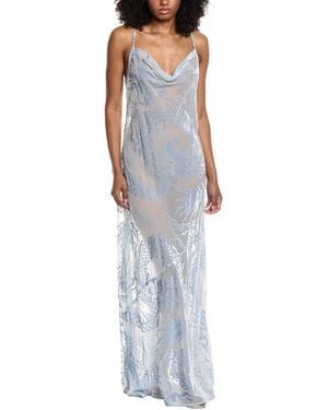 L'Agence Christine Velvet Burnout Maxi Dress - Blue